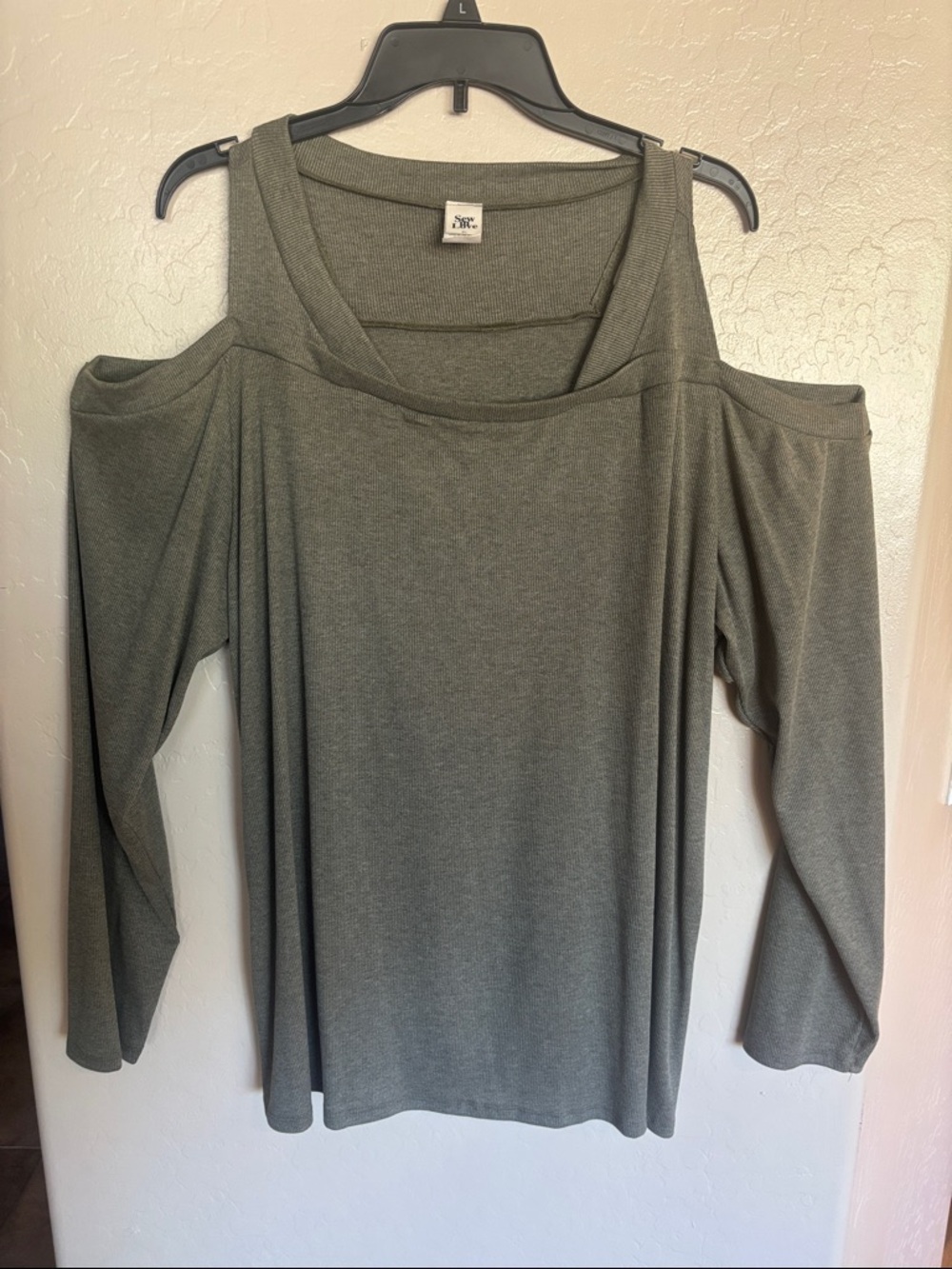 Sew In Love Olive Green Cold-Shoulder Tunic Top